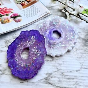 🦄Handmade Unicorn Geode Resin Coasters